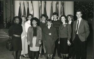 ITN trainees at EU, incl Ronke Phillips, Eric MacInnes, Sue Inglish, Christina Lamb, Jonathan Munro, Tess Stimson and John Schofield