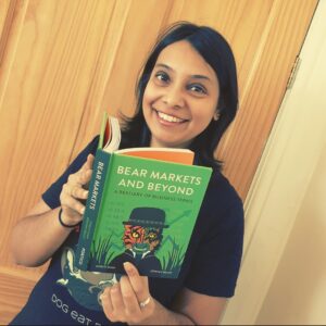 Dhruti Shah with her new book, Bear Markets and Beyond