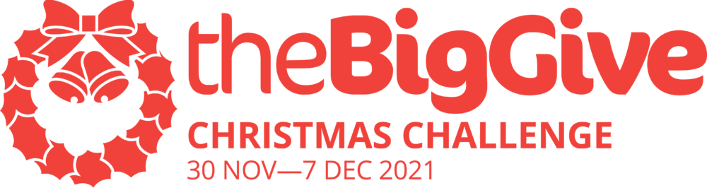 Red graphic that says 'The Big Give Christmas Challenge, 30 Nov - 7 Dec 2021'. On the left hand side is a Christmas wreath.